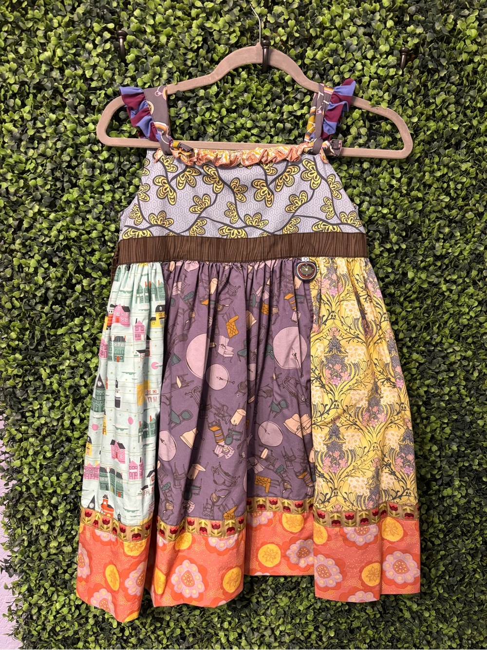 Matilda Jane Multi-Pattern Purple and Yellow Patchwork Dress